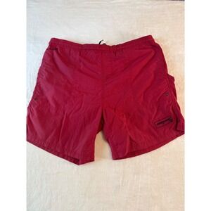Hook & Tackle Fishing Shorts Red Nylon Cargo Lined Men's Large